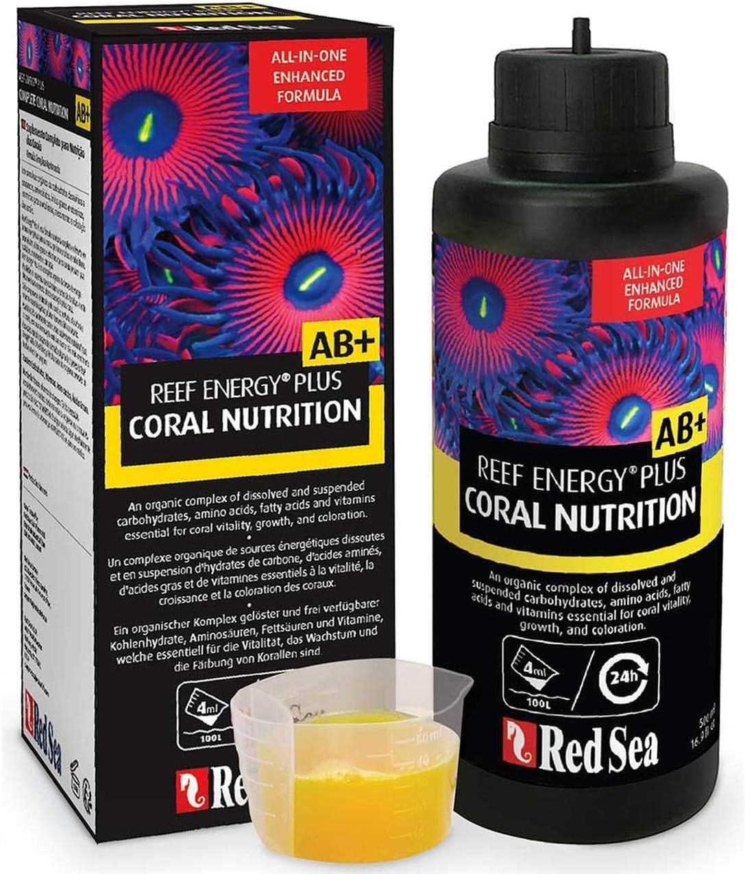 Red Sea Reef Energy Plus (AB+) All In One Coral Food for Saltwater Aquarium Marine Reef Tanks | Food for Soft, LPS, SPS, and Non-Photosynthetic Corals
