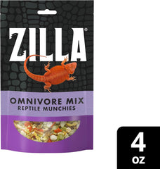 Zilla Reptile Munchies, Omnivore Mix, Dehydrated and Sun Dried Vegetables and Insects, 4 Ounces
