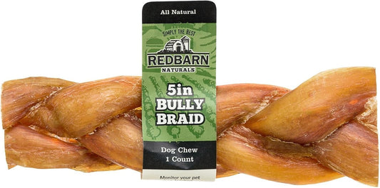 Redbarn Braided Bully Sticks for Dogs - Natural, Grain-Free, Highly Palatable, Long-Lasting Dental Chews Sourced from Free-Range, Grass-Fed Cattle