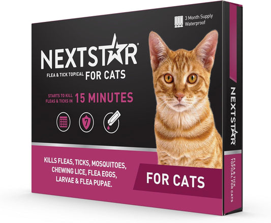 Capstar Flea and Tick Prevention for Cats, Repellent, Treatment, and Control, Fast Acting Waterproof Topical Drops for Cats Over 3.5 lbs, 3 Month Dose