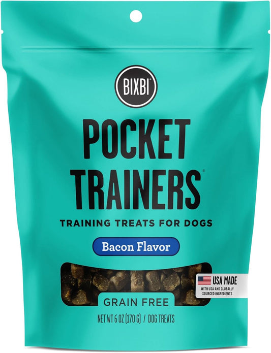 BIXBI Pocket Trainers - Small Training Treats for Dogs 6 oz - Low Calorie and Grain Free Dog Treats, Flavorful Pocket Size Healthy and All Natural Dog Treats