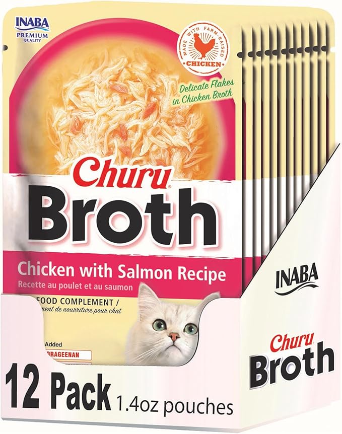 INABA Churu Broth for Cats, Creamy Chicken with Salmon Recipe