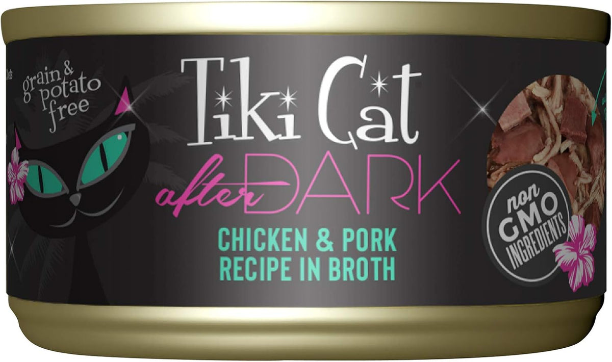 Tiki Cat After Dark, Chicken & Pork, High-Protein and 100% Non-GMO Ingredients, Wet Cat Food for Adult Cats