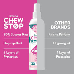 TropiClean No Chew Spray for Puppies, Better Than Bitter Apple Spray, Safe & Natural Chew + Lick Deterrent, Protect Home 8 oz