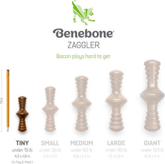 Benebone 2-Pack Maplestick/Zaggler Durable Dog Chew Toys, Real Bacon, Real Maplewood, Made in USA, Tiny, Extra Small, Brown