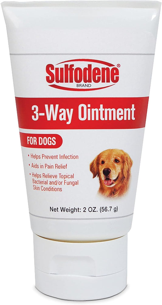 Dog Wound Care 3-Way Ointment, Relieves Pain & Prevents Infection For Dog Cuts, Scrapes, Bites and Injuries, 2 Ounce)
