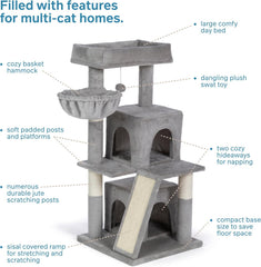 Prevue Pet Products Kitty Power Paws Comfy Kitty Cat Tower in Gray