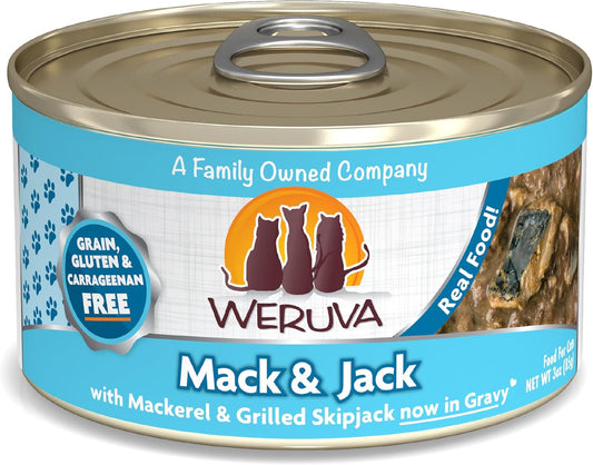 Weruva Classic Cat Food, Mack & Jack with Mackerel & Grilled Skipjack in Gravy (Pack of 24)