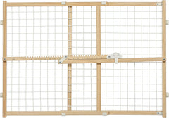 MidWest Homes for Pets Wire Mesh Pet Safety Gate, Pressure Mounted Dog Gate, Natural Wood & White Powder Coated Wire Mesh
