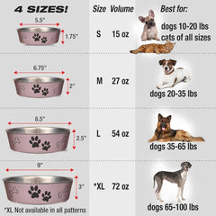 Loving Pets Bella Dog Bowls- Stainless Steel Dog & Cat Bowls - Spill Proof Dog Food Bowl, Cat Bowl, Puppy Essentials & Pet Supplies Great for Home & Travel