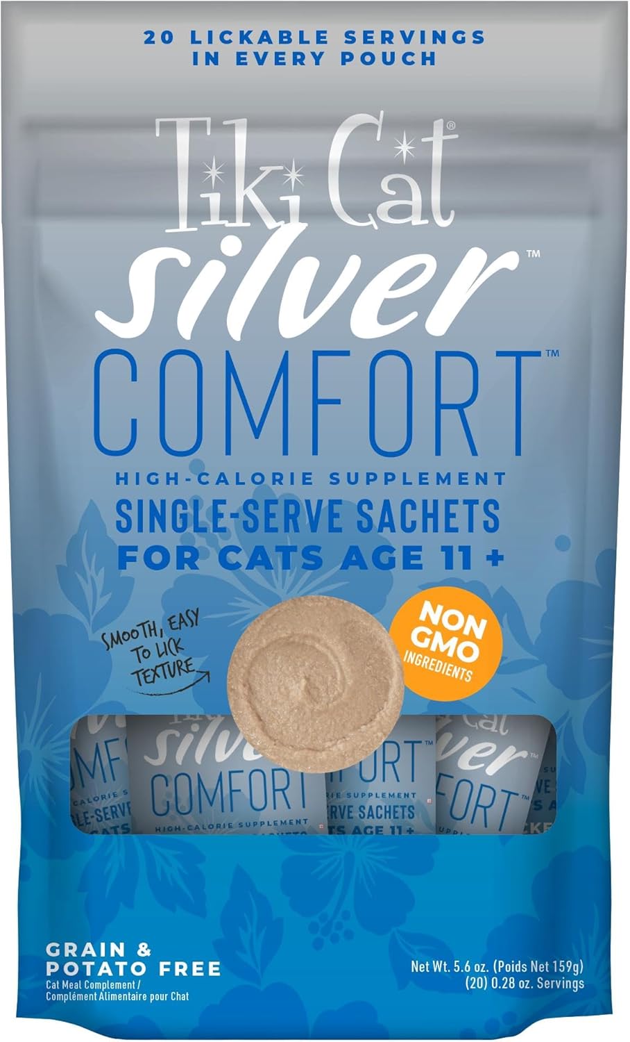 Tiki Cat Silver Comfort Mousse, Chicken & Chicken Liver, High-Calorie Formulated for Older Cats Aged 11+, Senior Wet Cat Food
