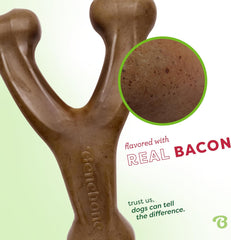 Benebone Wishbone Durable Dog Chew Toy for Aggressive Chewers, Made in USA, Real Bacon Flavor
