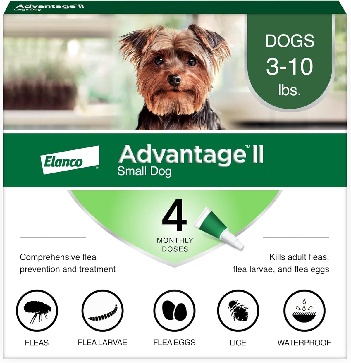 Elanco Advantage II Dog Vet-Recommended Flea Treatment & Prevention | 4-Month Supply