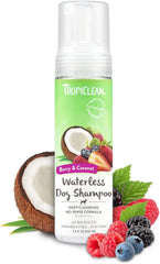 TropiClean No Rinse Waterless Dog Shampoo | Detangling and Deodorizing Dry Shampoo for Smelly Pets | Moisturizes Dry Skin | USA Made | Berry Scent |7.4 oz