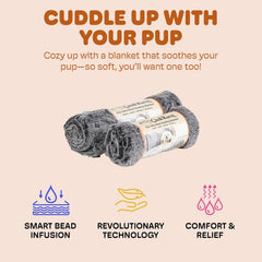 Dog Gone Smart Chilli Kuzzi FIR Blanket - Velvet Velboa and Tipped PV Plush - Ultra-Soft Dog Blanket with Far Infrared Technology - Calms, Relaxes and Heals - Suitable for Every Dog - Slate Blue