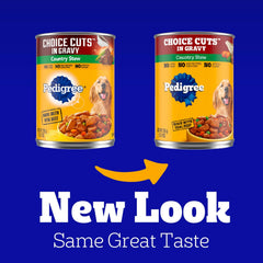 Pedigree Choice Cuts in Gravy Adult Canned Soft Wet Dog Food, Country Stew, 13.2 oz. Cans (12 Count, Pack of 1)