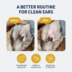 Veterinary Formula Clinical Care Ear Therapy Wipes – Cat and Dog Ear Cleaner – Help Relieve Itchy Ears Quickly & Effectively Remove Dirt, Debris, and Foul Odor