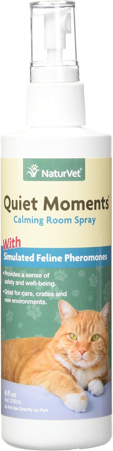 NaturVet Quiet Moments Herbal Calming Spray, 8 Ounce- Feline
