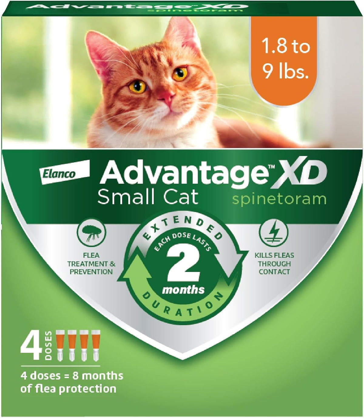 Advantage XD Cat Flea Prevention & Treatment For Cats | 4-Topical Doses, 8-Months of Protection Per Dose