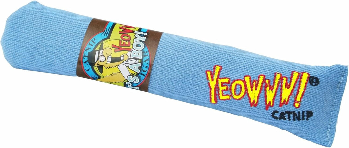 Yeowww! Catnip Toy, "It's a Boy!" Blue Cigar
