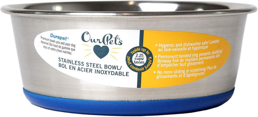 OurPet's DuraPet Premium Dishwasher Safe Stainless Steel Dog Bowl for Food or Water [Multiple Sizes for Small to Large Dogs] in Traditional or Wide Base Design