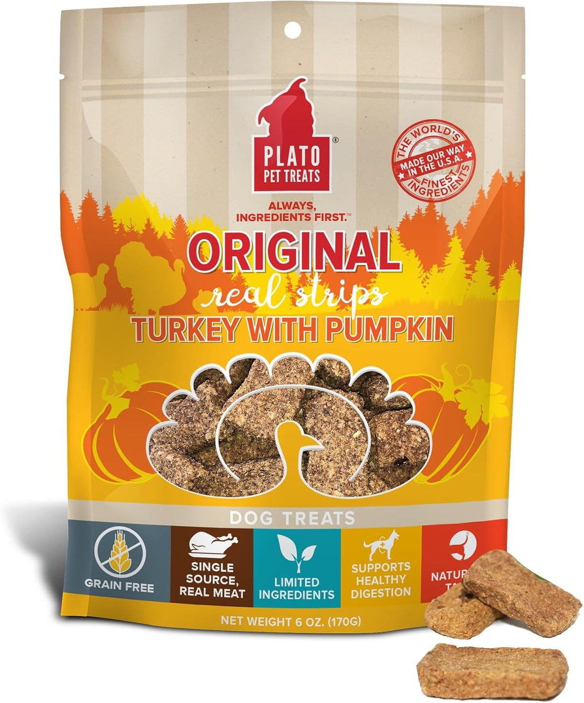 PLATO Original Real Strips Turkey & Pumpkin , Natural