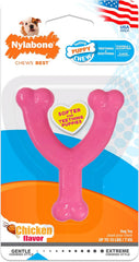 Nylabone Wishbone Puppy Chew Toy, Toys for Teething Puppies, Pink, Chicken Flavor