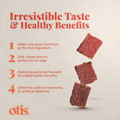 O.T.I.S. Wild Things Bison Recipe Jerky for Dogs – 4 oz – Soft Bison Treats with Flaxseed – Grass-Fed, GMO-Free – No Hormones or Artificial Additives