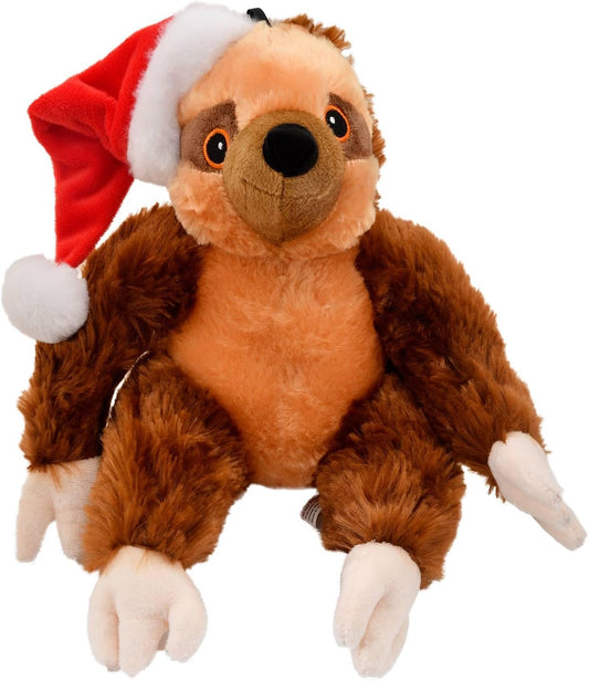 Snugarooz Holiday Crinkle 11 Inch Plush Sasha Claus Hat Sloth Crinkle and Squeak