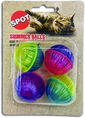 SPOT Shimmer Balls Cat Toys - Fun Balls with Rattle Sound are Perfect for Swatting and Batting, Colorful Toys to Entertain Cats and Kittens - Pack of Four 1.5in Balls, Assorted Colors 1 ea