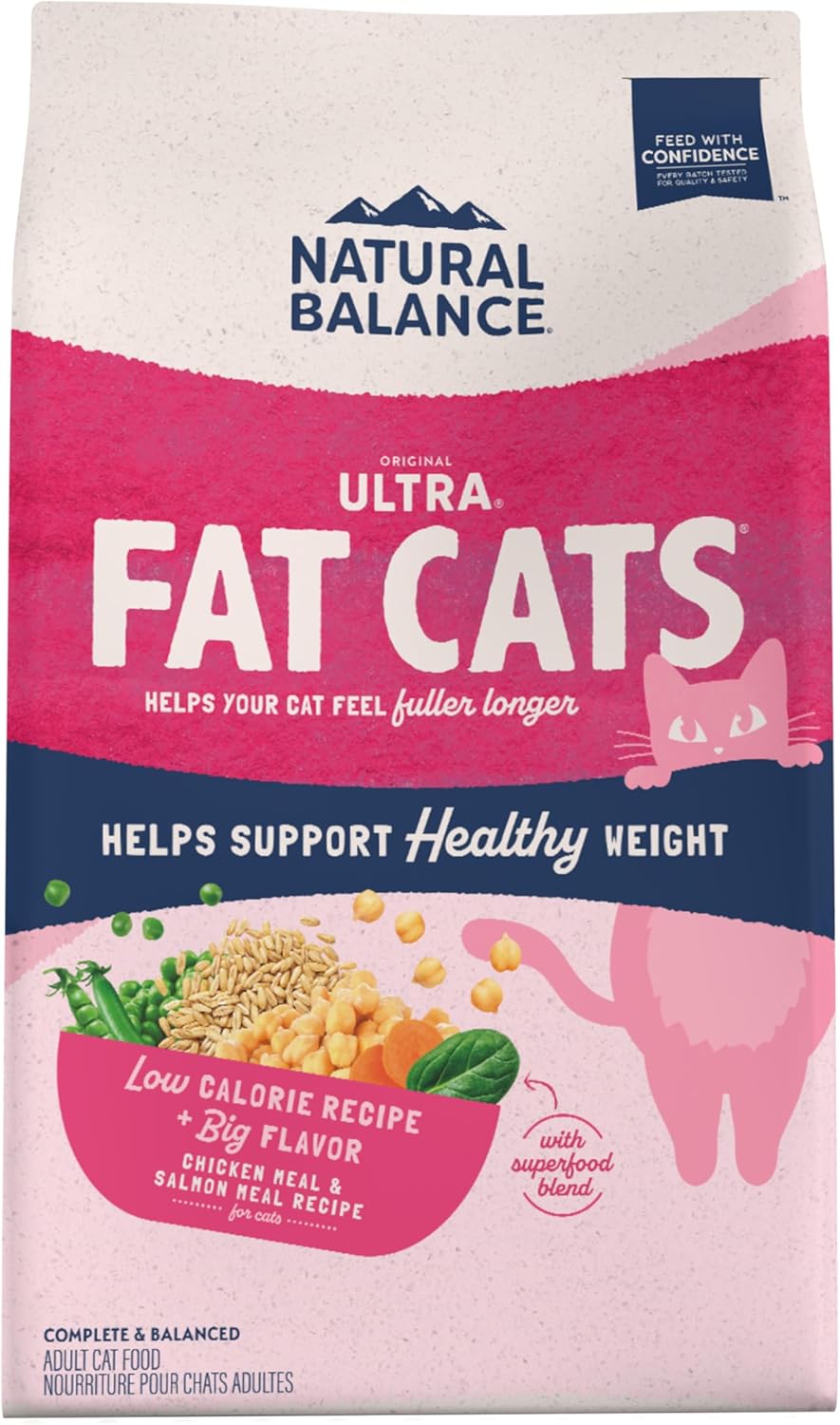 Natural Balance Original Ultra Fat Cats Chicken Meal & Salmon Meal Recipe Low Calorie Dry Cat Food