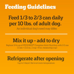Pedigree Chopped Ground Dinner Wet Dog Food Chicken & Beef Variety Pack, 13.2 oz. Cans (12 Count, Pack of 1)