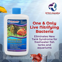 DrTim’s Aquatics One & Only Live Nitrifying Solution  – for Freshwater Fish Tanks – Supports Aquarium Cycling and Water Balance