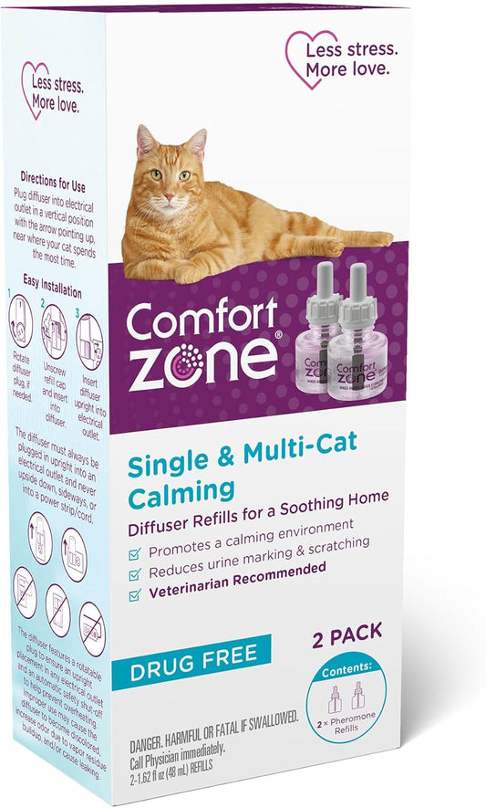 Comfort Zone Single & Multi-Cat Calming Refills for a Soothing Home 96ml Pack of 2