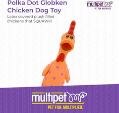 Multipet's Latex Polka Dot Globken Chicken Dog Toy 1 ea