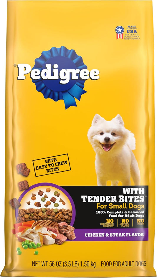 Pedigree With Tender Bites for Small Dogs Adult Dry Dog Food, Chicken and Steak Flavor