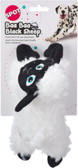 SPOT Baa Baa Black Sheep Plush Dog Toy - Cute and Cuddly Fleece Toy with Squeaker, Black and White Lamb