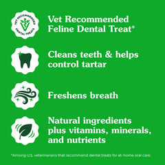 Greenies Feline Adult Dental Cat Treats, Oven Roasted Chicken Flavor, 9.75 oz. Tub