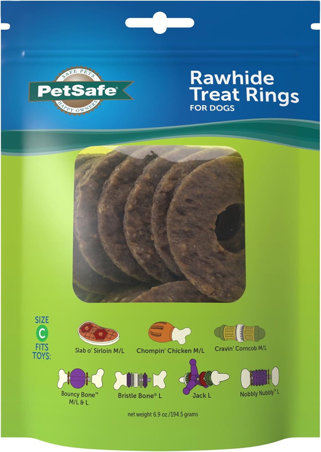 PetSafe® Natural Rawhide Treat Ring Refills, Replacement Treats Busy Buddy Treat Ring Holding Toys