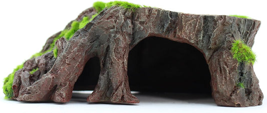 Penn-Plax Aqua-Flora Aquarium Living Resin Decoration with Embedded Glosso Plant Seeds – Tree Stump – Safe and Healthy for Freshwater Fish