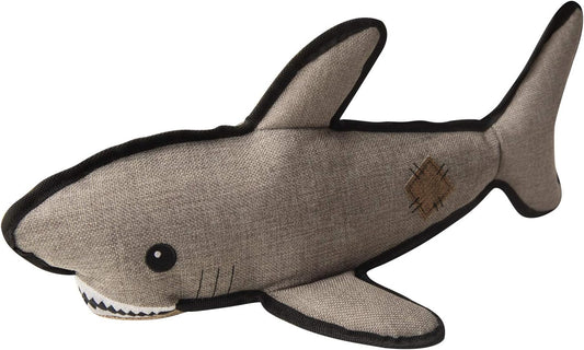 Snugarooz Saul The Shark Plush Dog Toy with Repair Patch – Grey – Soft & Durable Squeaky Toy for Chewers – Perfect for Puppies & Small Dogs – Fun Playtime & Training