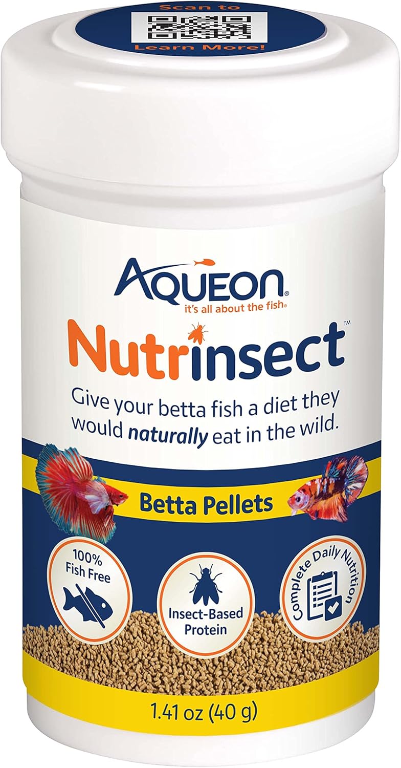Aqueon Nutrinsect Fish-Free Fish Food, Betta Pellets, 1.41 oz