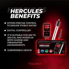 Aquatop Hercules Titanium Heater with Digital Controller – for 300-Gallon Tanks – Adjustable Temperature – for Fresh & Saltwater Aquariums