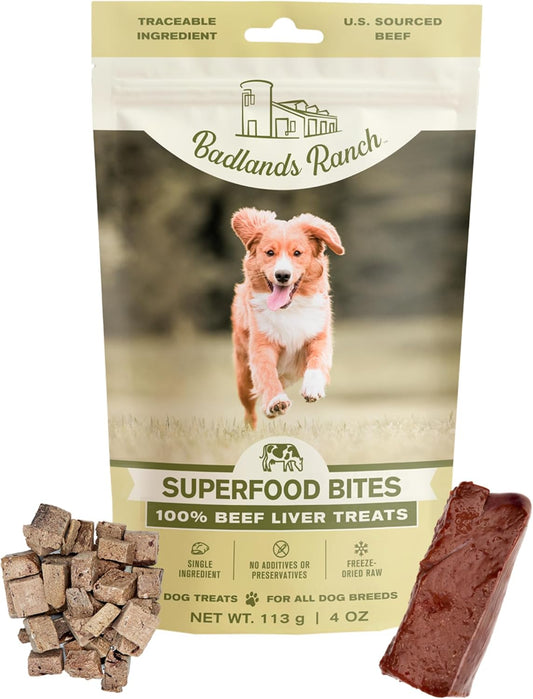 Superfood Bite, Freeze-Dried Raw Dog Treats - Protein Rich, Train & Reward, Traceable Single Ingredient by Katherine Heigl (Beef Liver)