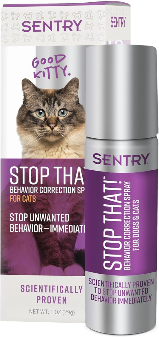 Sentry Pet Care Stop That! Behavior Correction Spray For Cats, Easy Spray Application, Noise And Pheromones Help Eliminate Unwanted Behaviors Including Scratching And Aggression