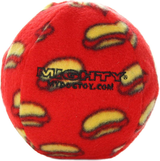 MIGHTY- No Stuff Ball-Medium- Red– Squeaky Plastic Core. 2-in-1 Toy. Made Durable, Strong & Tough. Interactive Play (Tug, Toss & Fetch) & Floats