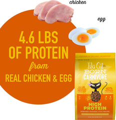 Tiki Cat Born Carnivore High Protein, Deboned Chicken & Egg, Grain-Free Baked Kibble to Maximize Nutrients, Dry Cat Food