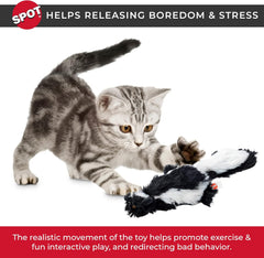 SPOT Flippin’ Skinneeez Flopping Interactive Realistic Flopping Wiggling Moving Potent Catnip Cat Toy for Indoor Cats - Skunk