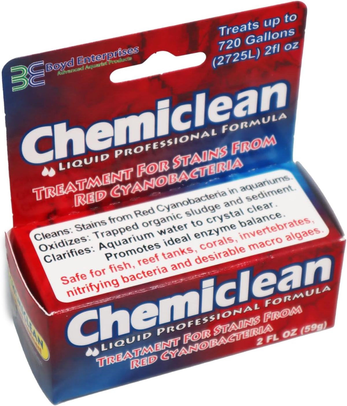 Boyd Enterprises  Chemi-Clean 2oz Liquid Treats up to 720 Gallons - Effective Chemiclean Cyanobacteria for Marine & Freshwater Aquariums, Safe for Fish, Corals & Invertebrates
