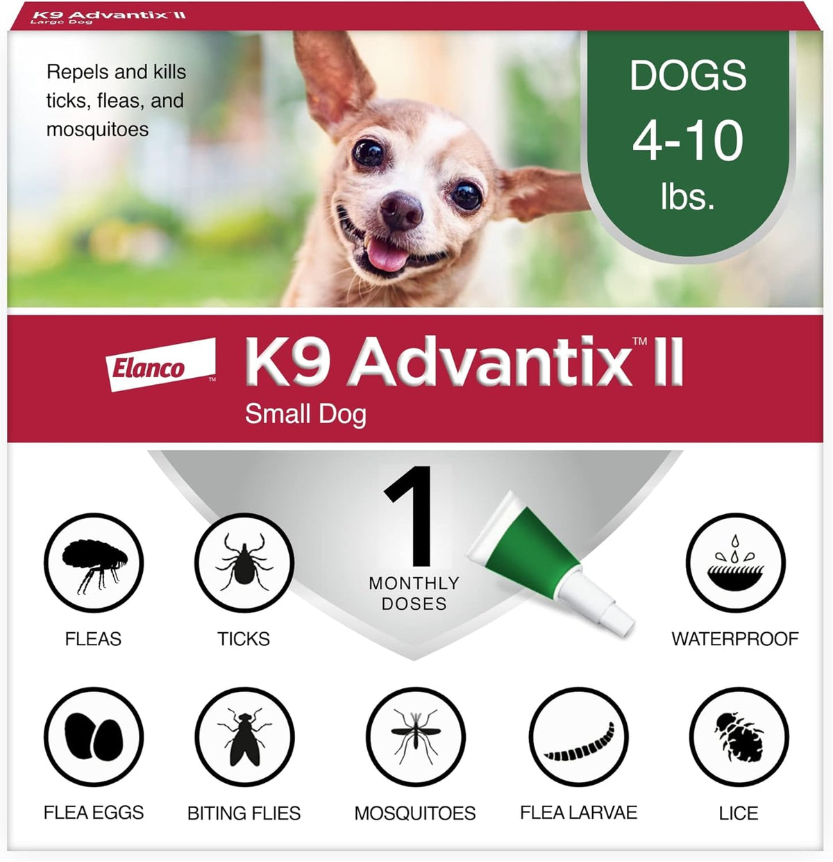 K9 Advantix II Dog Vet-Recommended Flea, Tick & Mosquito Treatment & Prevention | 1-Mo Supply